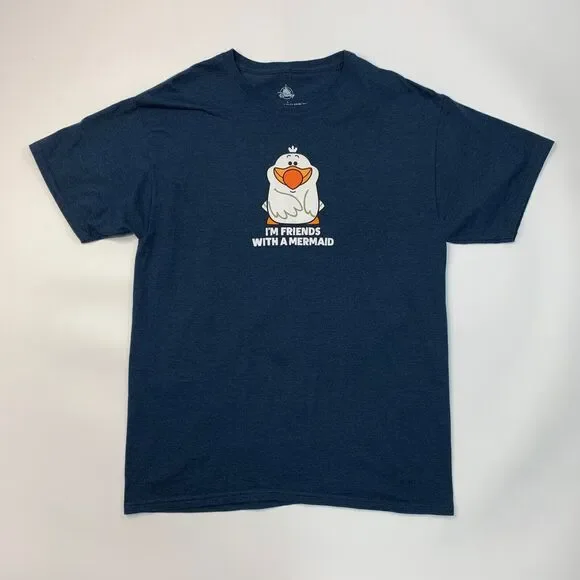 Disney Shirt Mens L Large Im Friends With A Little Mermaid Scuttle Bird Movie - Picture 2 of 8